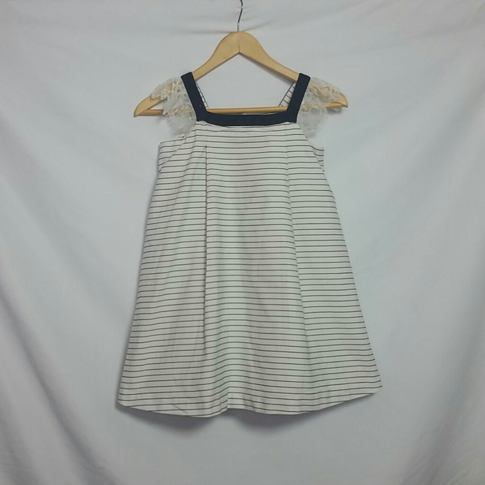 Authentic Jacadi White & Navy Striped Girl's Dress